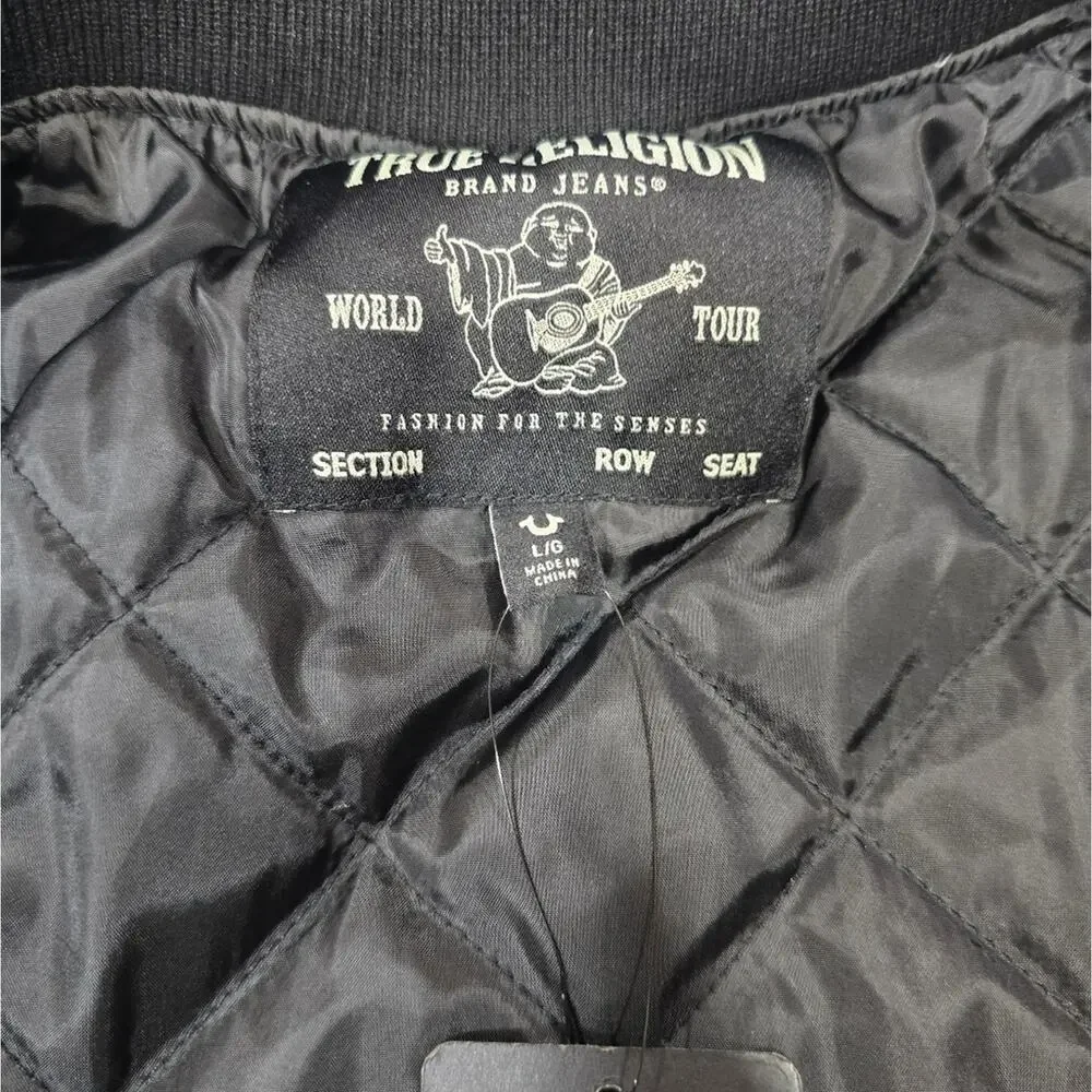 True Religion Racing Bomber Jacket in Jet Black